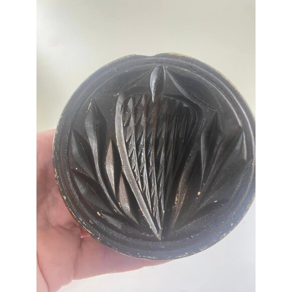 Antique Thistle Butter Print Press Mold Stylized Hand Carved Primitive - Picture 5 of 6